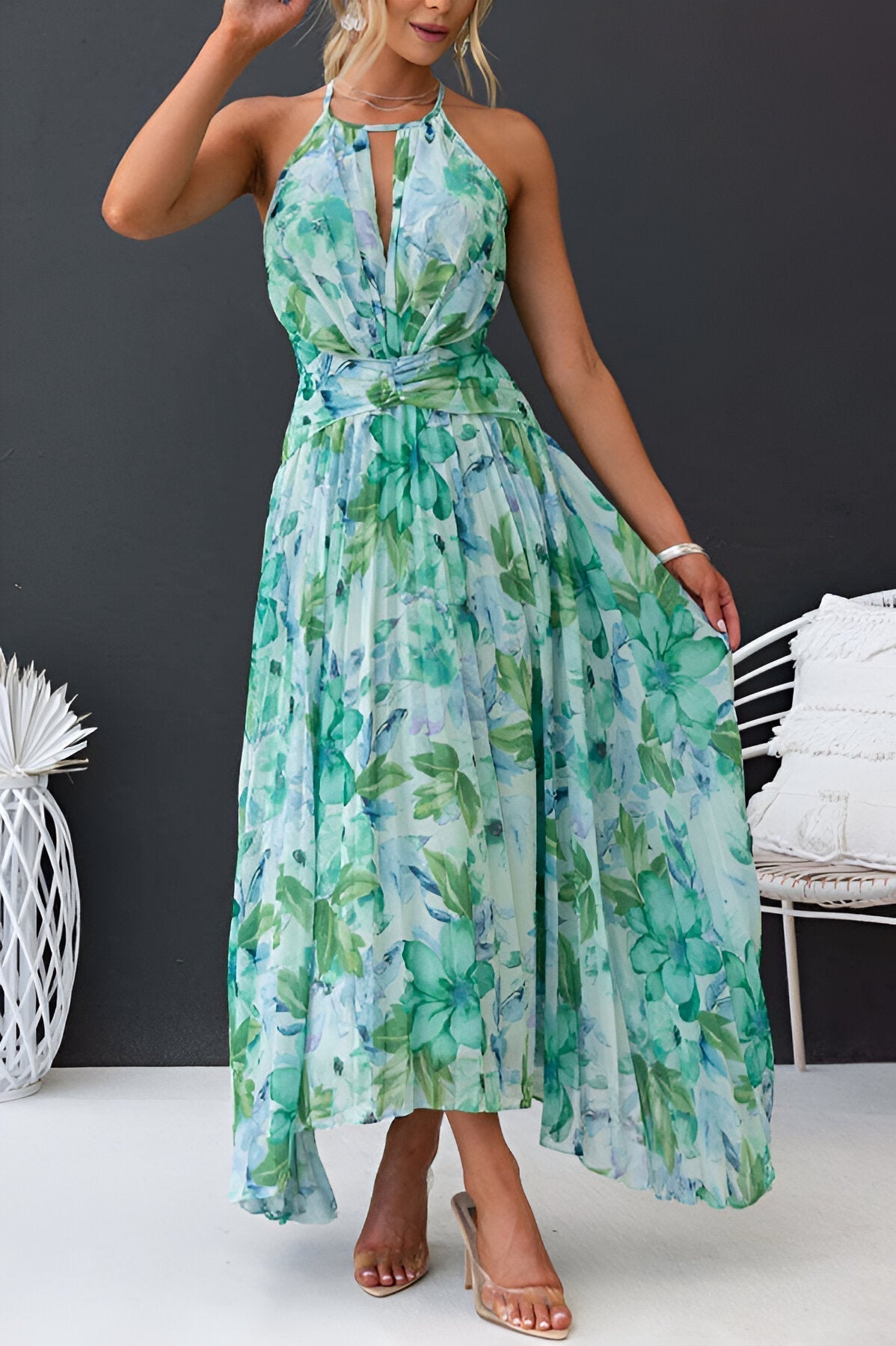 Kvinders Floral Kjole Elegant Polyester