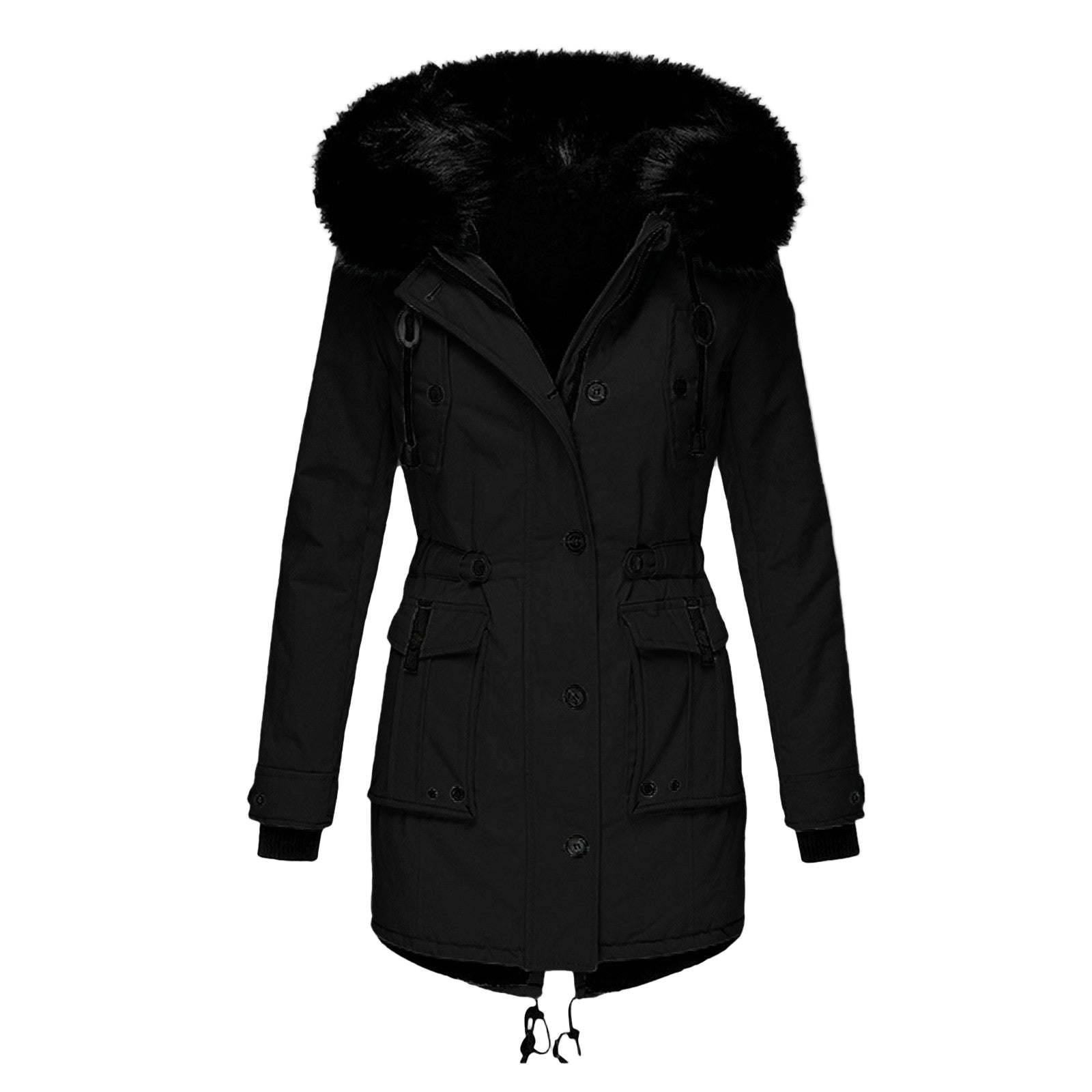 Kvinders Frakke - Skræddersyet Pasform - Faux Fur Hætte