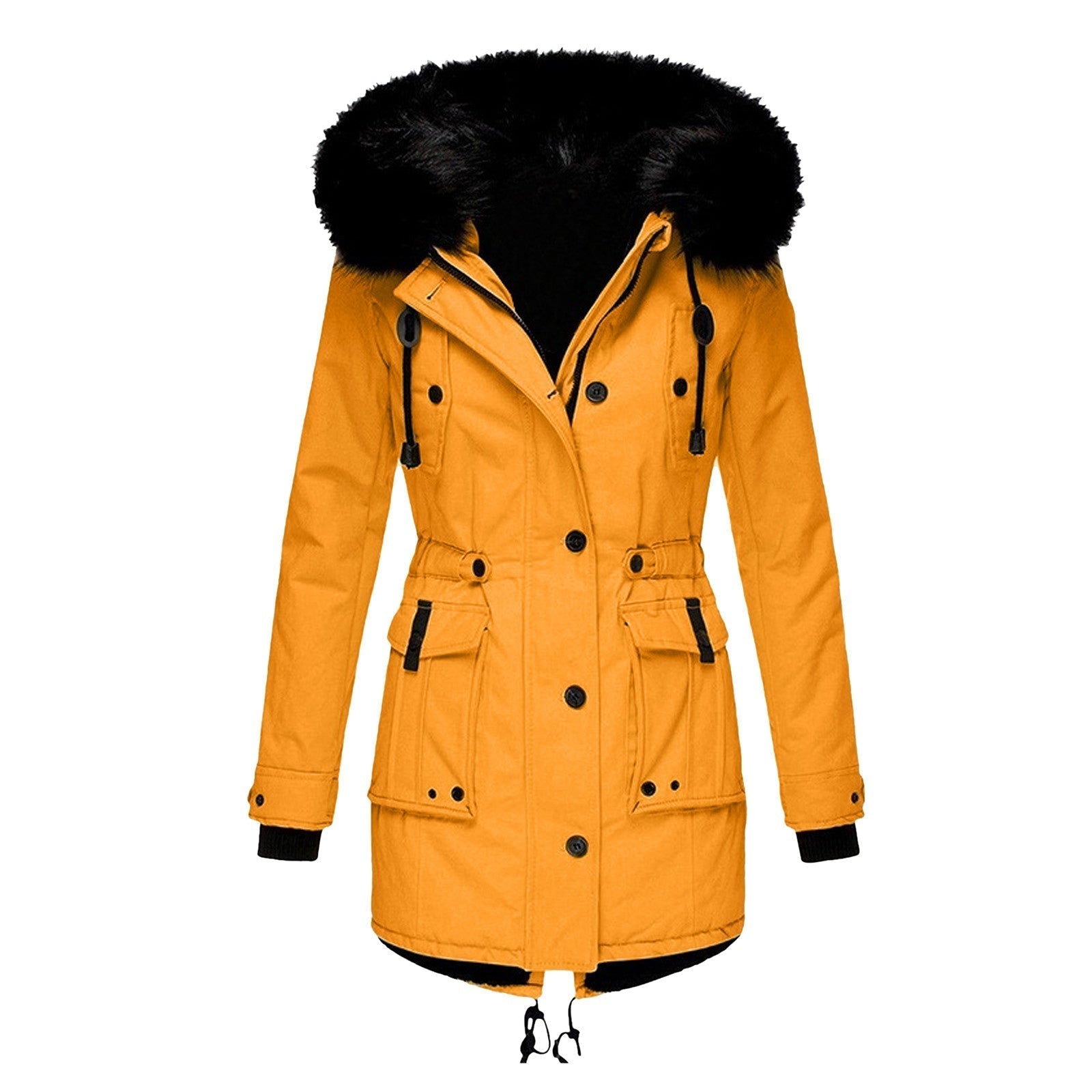Kvinders Frakke - Skræddersyet Pasform - Faux Fur Hætte