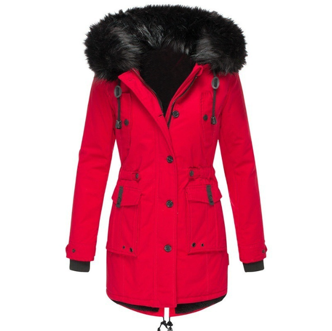 Kvinders Frakke - Skræddersyet Pasform - Faux Fur Hætte