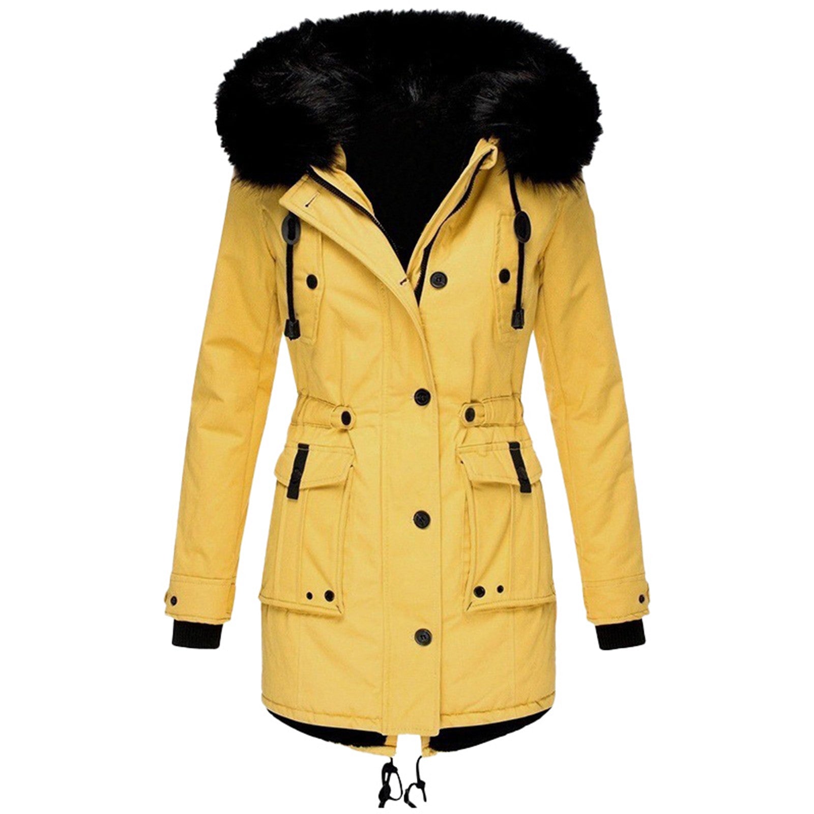 Kvinders Frakke - Skræddersyet Pasform - Faux Fur Hætte