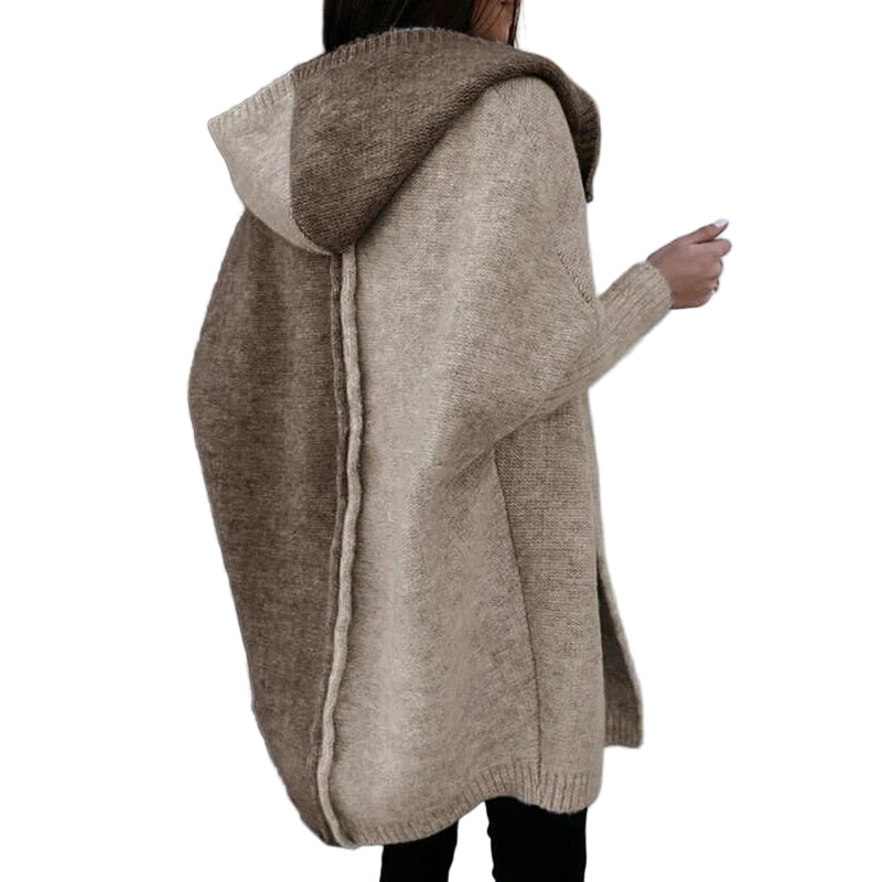 Kvinders Hættetrøje Cardigan Uld Strik Oversized