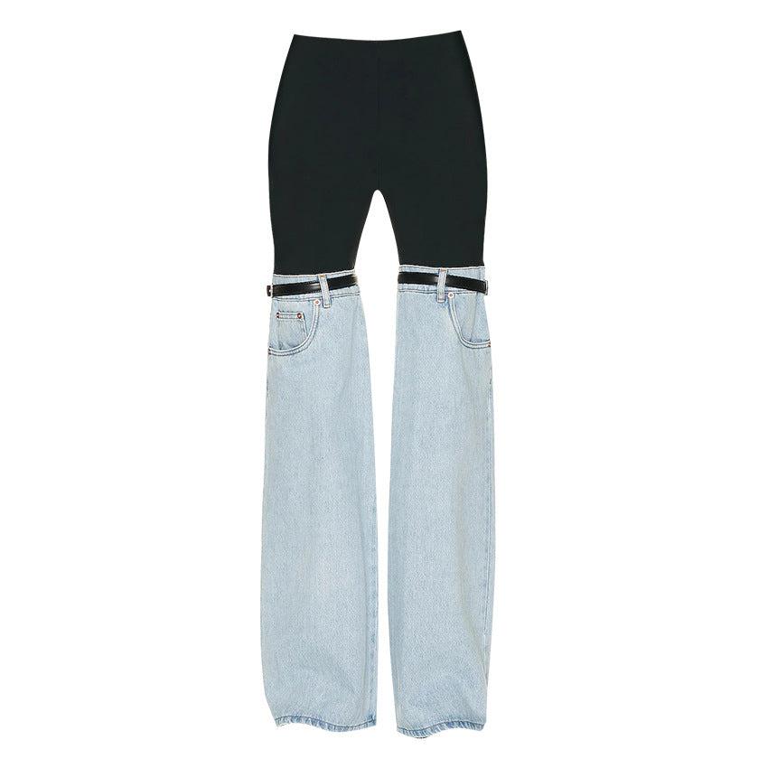 Kvinders Høj Talje Bred Ben Bukser i Denim