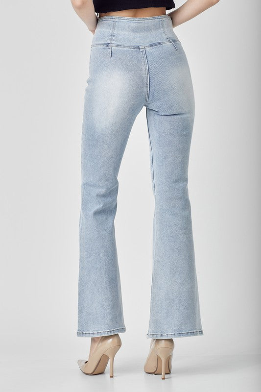 Kvinders Høj Talje Flared Jeans Denim