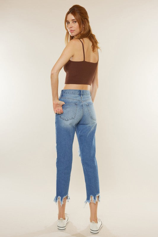 Kvinders Høj Talje Mom Fit Denim Jeans