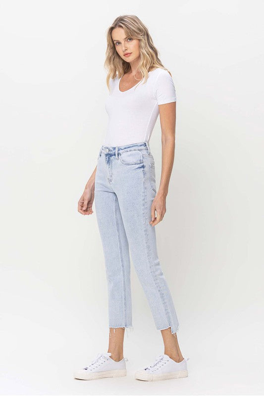 Kvinders Høj Talje Straight Jeans Lys Denim