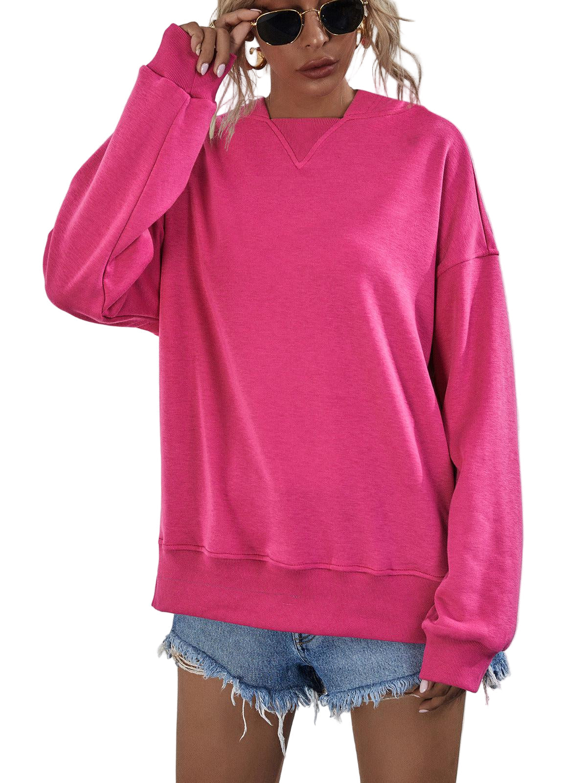Kvinders Hoodie med Droppede Skuldre og Slids