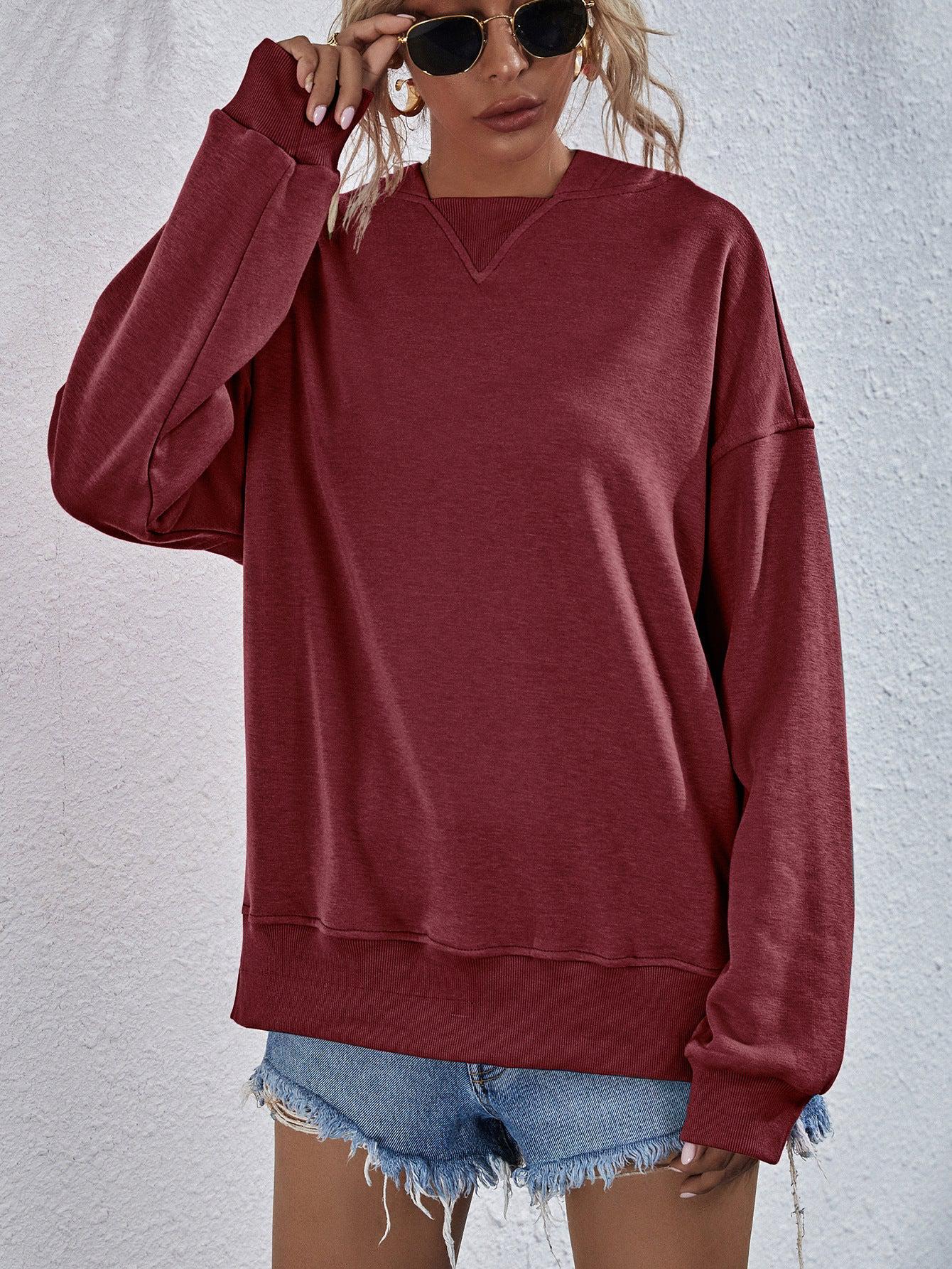 Kvinders Hoodie med Droppede Skuldre og Slids