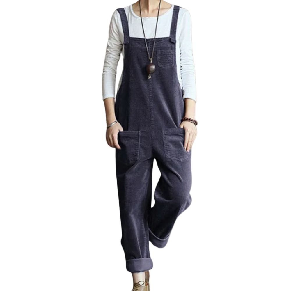 Kvinders Jumpsuit i Fløjl med Løs Pasform