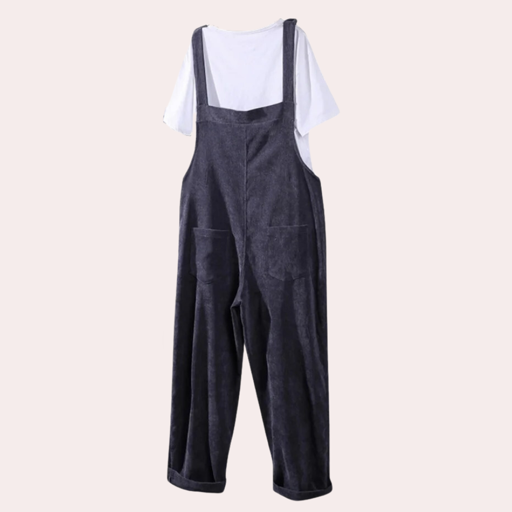 Kvinders Jumpsuit i Fløjl med Løs Pasform