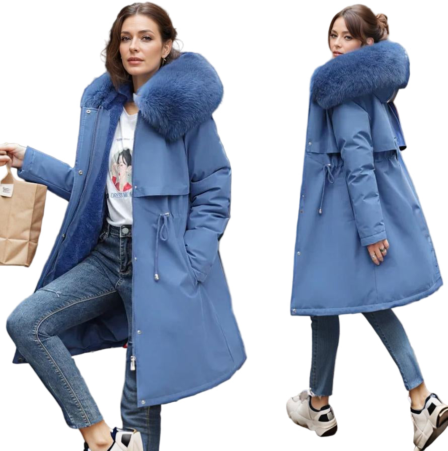 Kvinders Kilejakke med Faux Fur Hætte