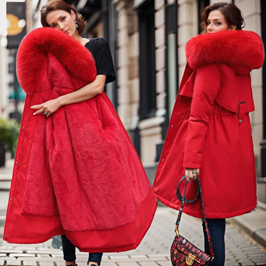Kvinders Kilejakke med Faux Fur Hætte