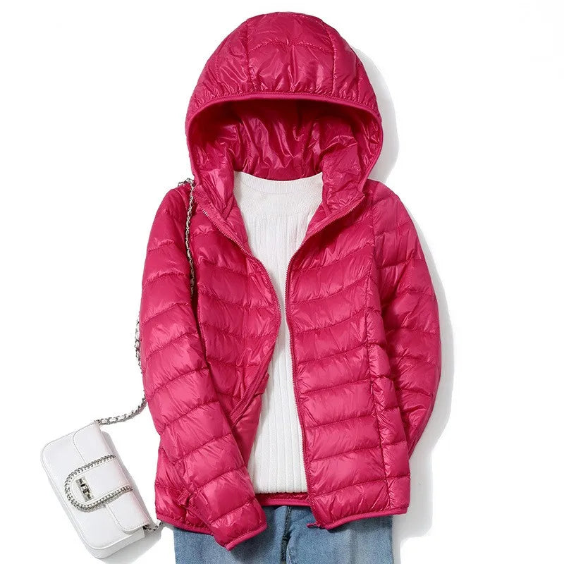 Kvinders Kort Pufferjakke Ultralight Casual Trendy