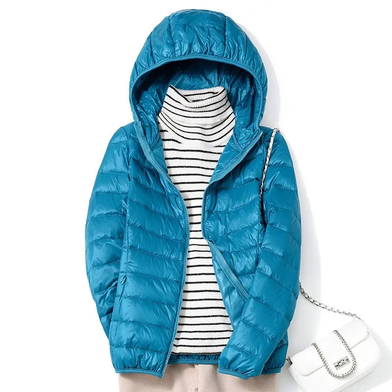 Kvinders Kort Pufferjakke Ultralight Casual Trendy