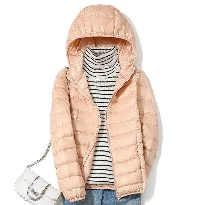 Kvinders Kort Pufferjakke Ultralight Casual Trendy