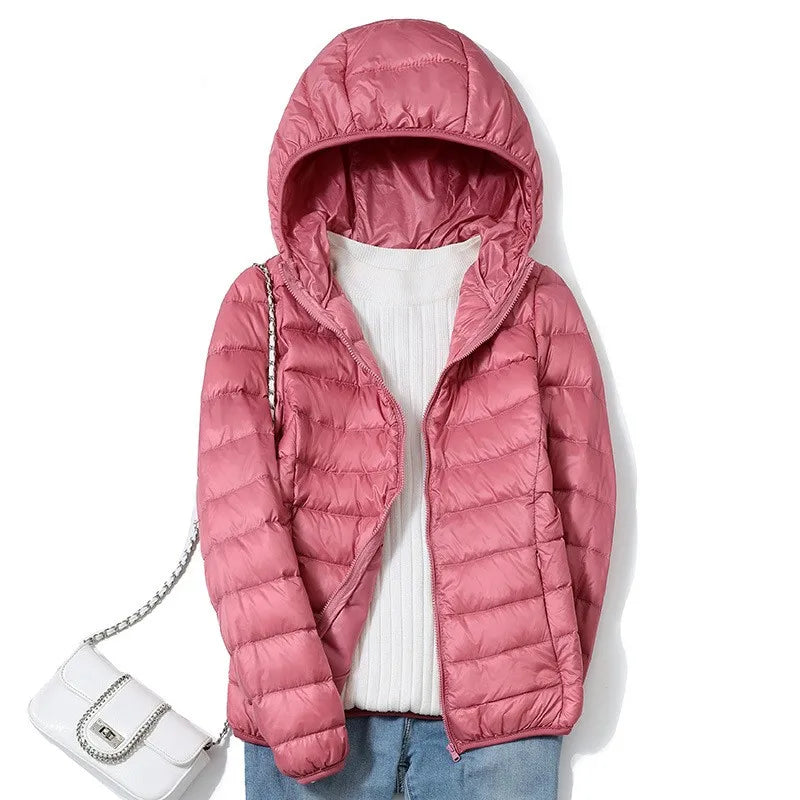 Kvinders Kort Pufferjakke Ultralight Casual Trendy