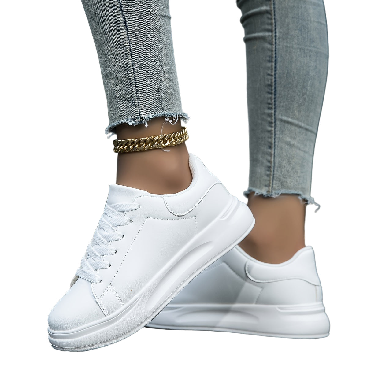 Kvinders Lædersneakers Minimalistisk Casual Sko