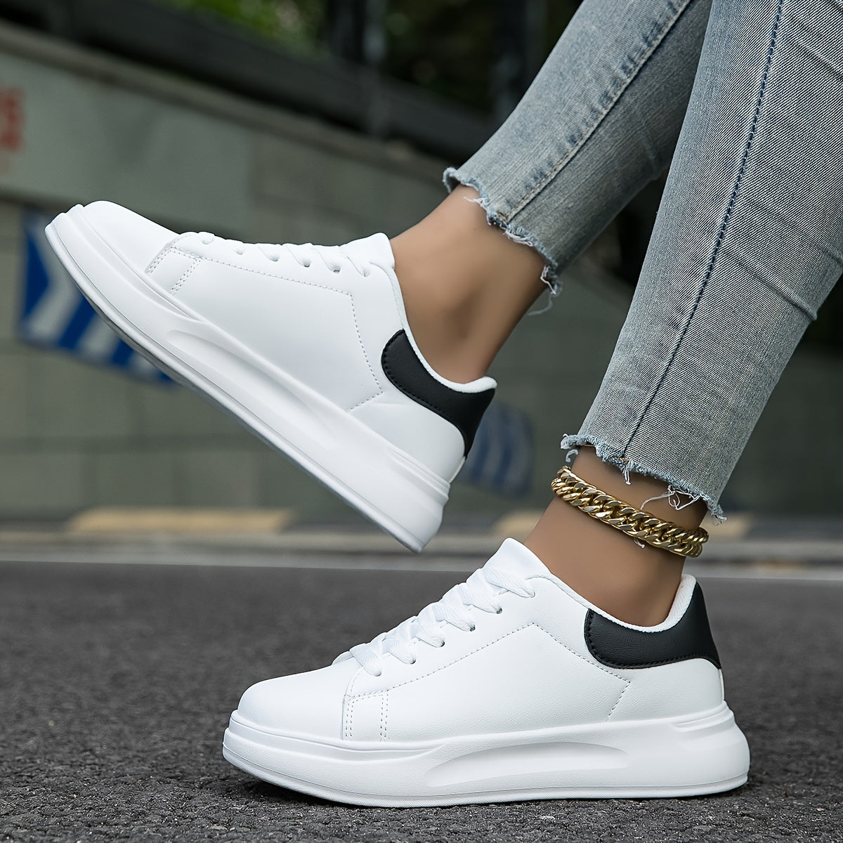 Kvinders Lædersneakers Minimalistisk Casual Sko
