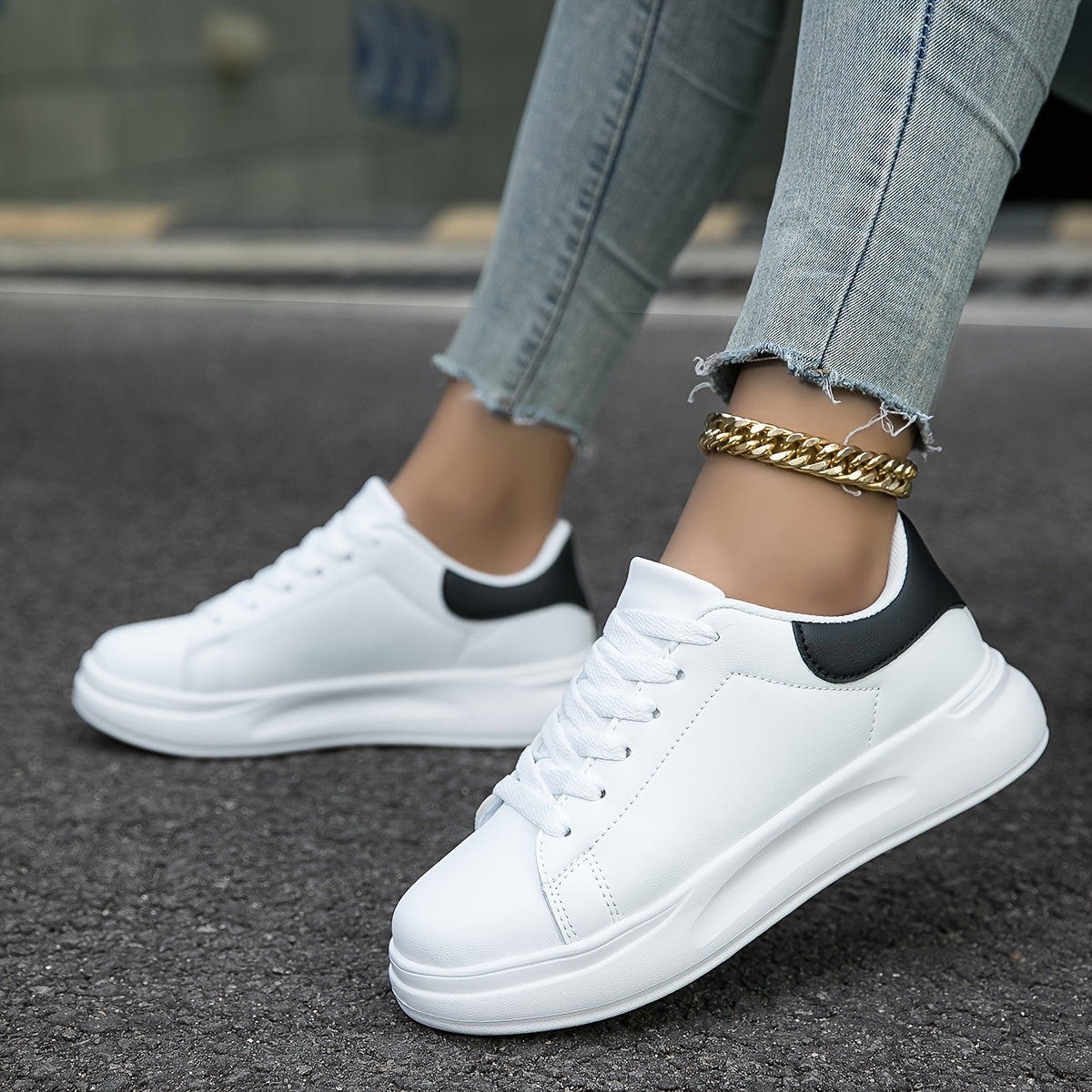 Kvinders Lædersneakers Minimalistisk Casual Sko