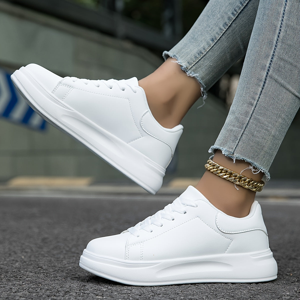 Kvinders Lædersneakers Minimalistisk Casual Sko