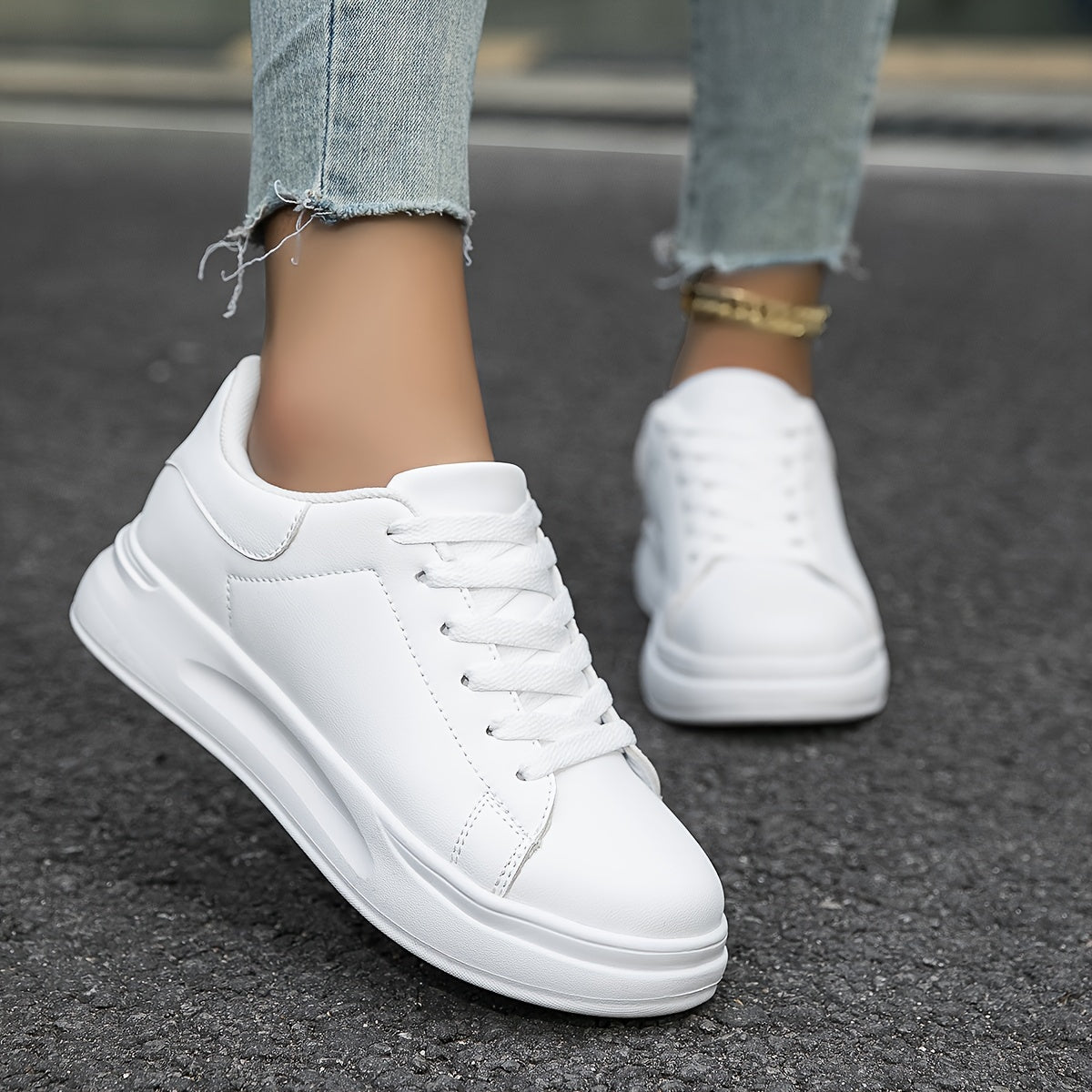Kvinders Lædersneakers Minimalistisk Casual Sko
