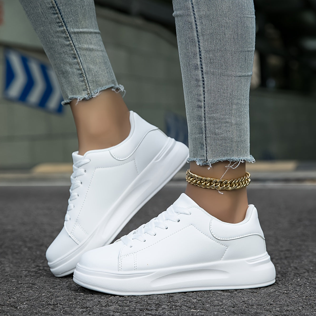 Kvinders Lædersneakers Minimalistisk Casual Sko