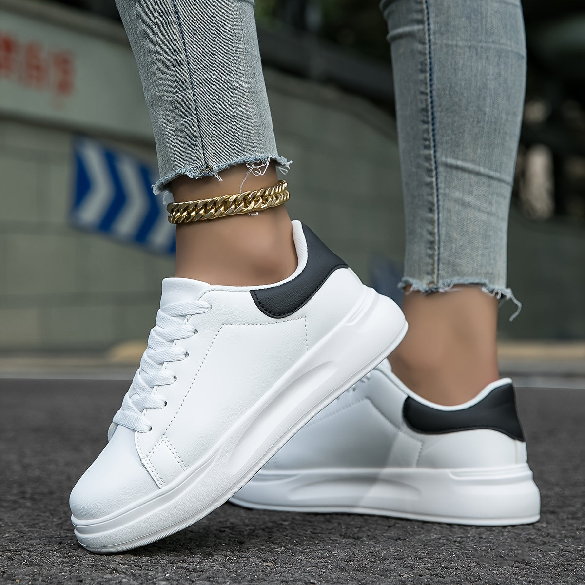 Kvinders Lædersneakers Minimalistisk Casual Sko