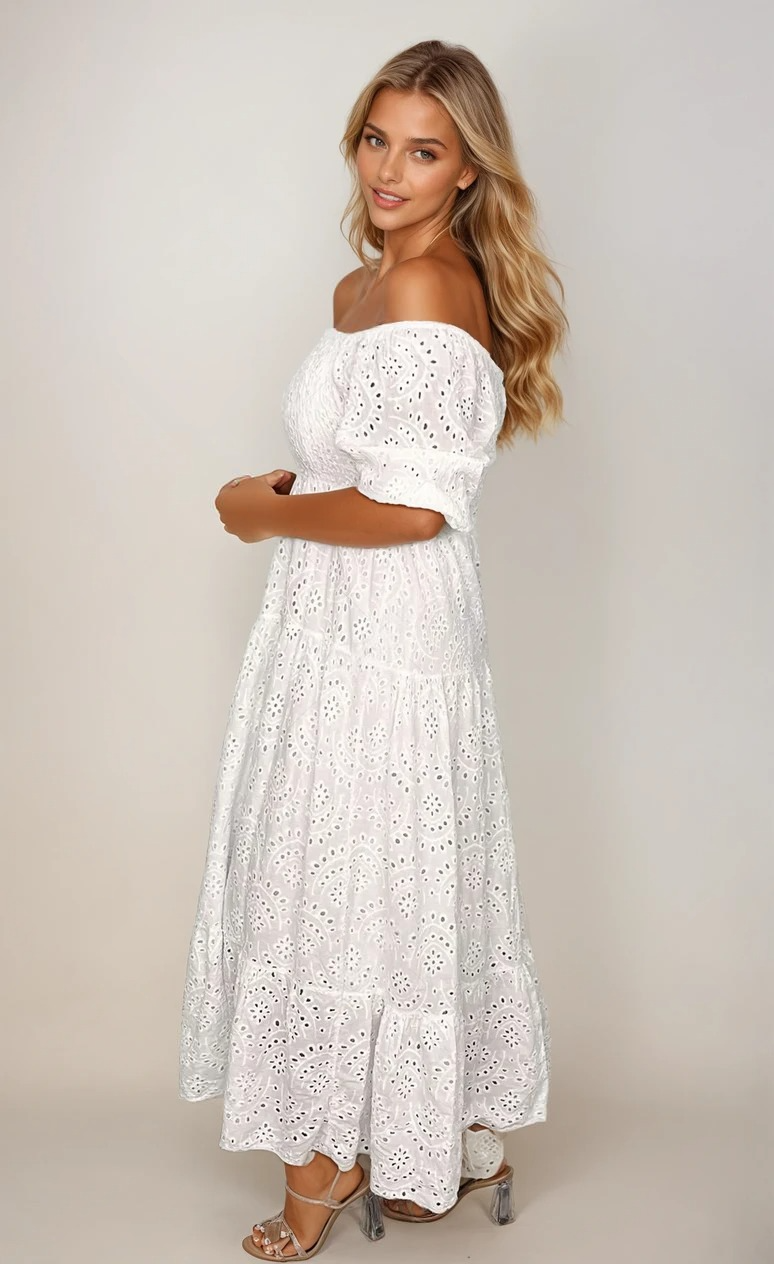 Kvinders Lang Blondekjole Elegant Blødt Blonde