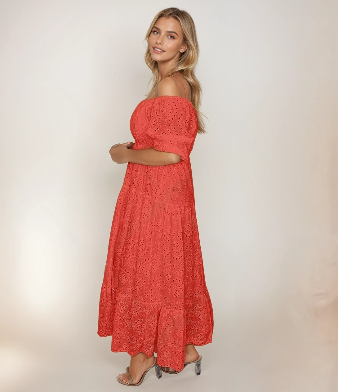 Kvinders Lang Blondekjole Elegant Blødt Blonde