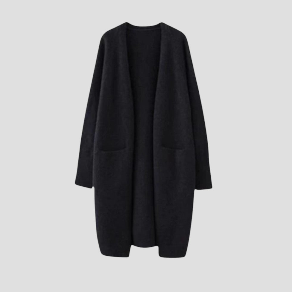 Kvinders Lang Cardigan med Åben Front
