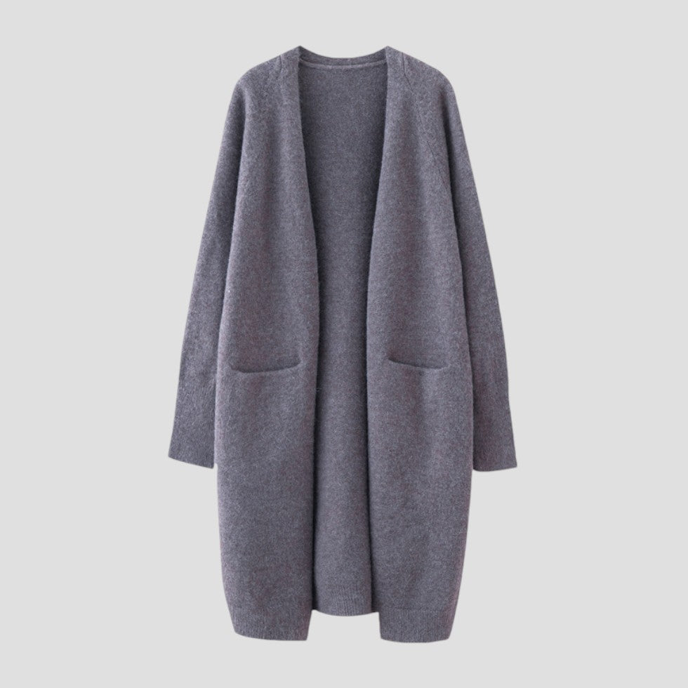 Kvinders Lang Cardigan med Åben Front