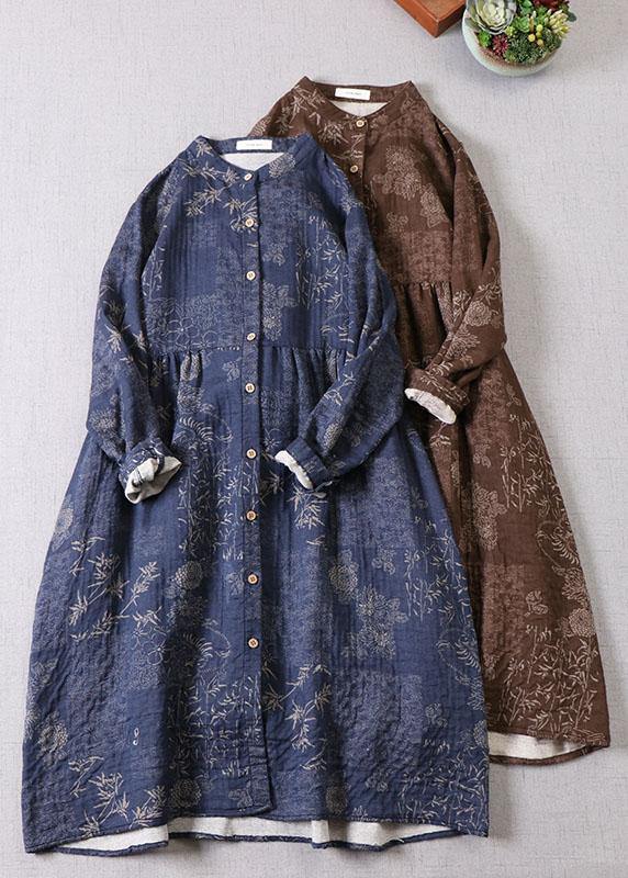 Kvinders Langærmet Kjole med Lommer og Patchwork Design