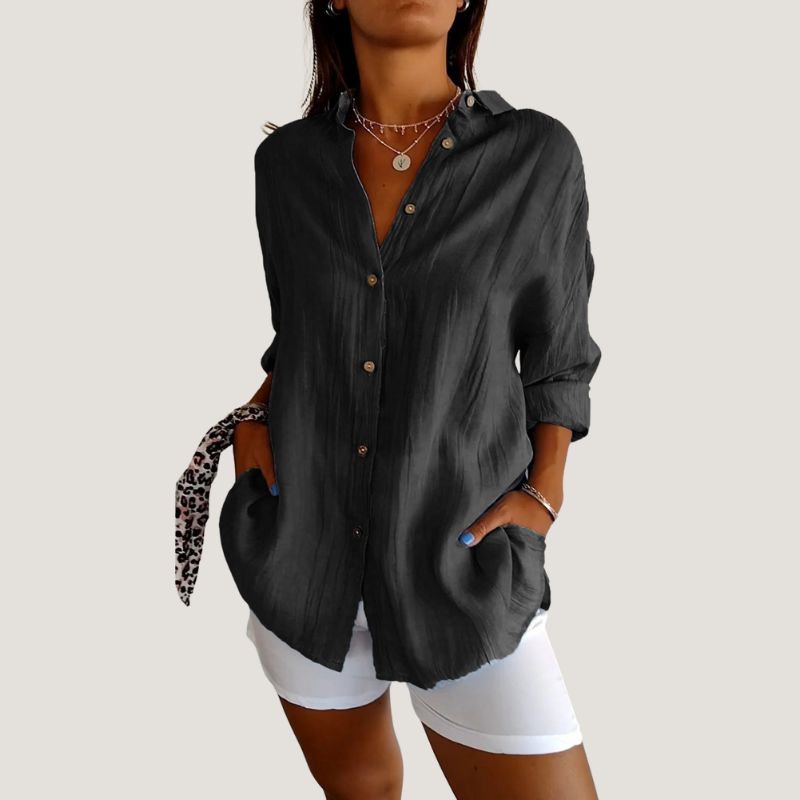 Kvinders Langærmet Skjorte i Let Vævning