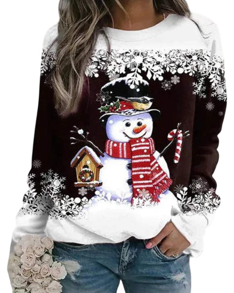 Kvinders Langærmet Sweatshirt Med Snemand Print