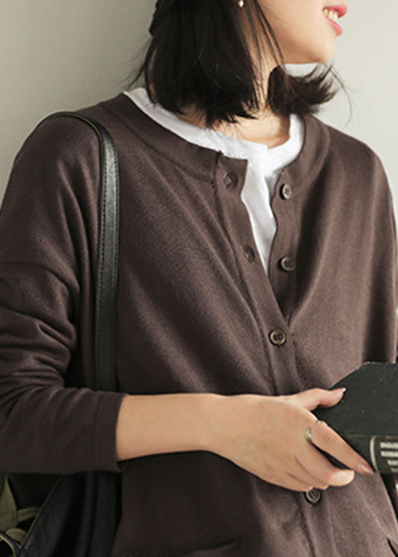 Kvinders Løs Strik Cardigan med Knapper