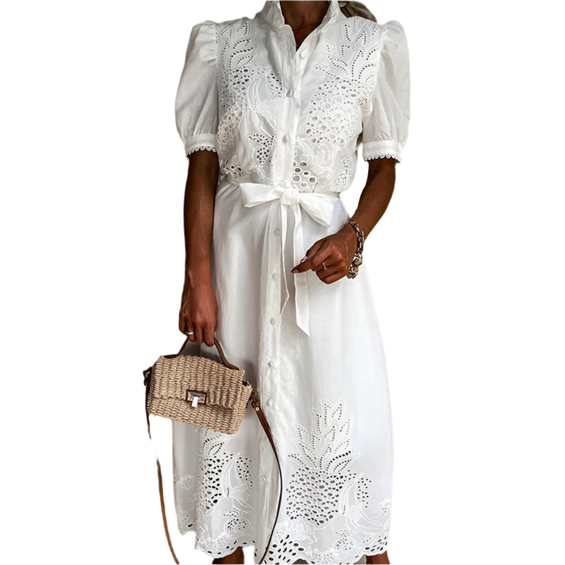 Kvinders Maxi Kjole Broderet Polyester Komfortabel Sommerkjole