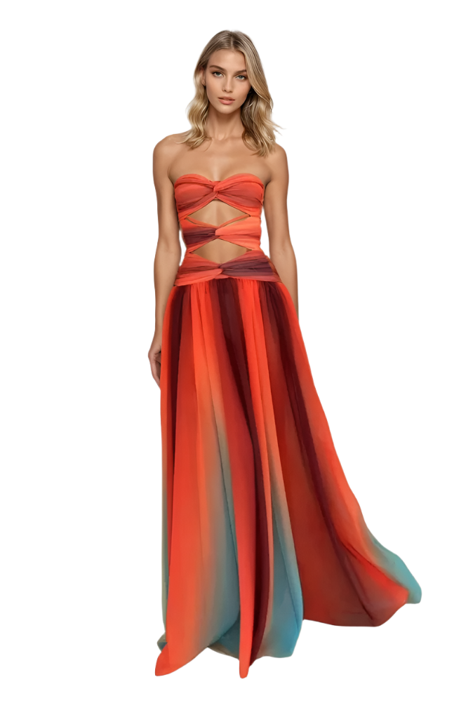 Kvinders Maxi Kjole Draperet i Ombre Design
