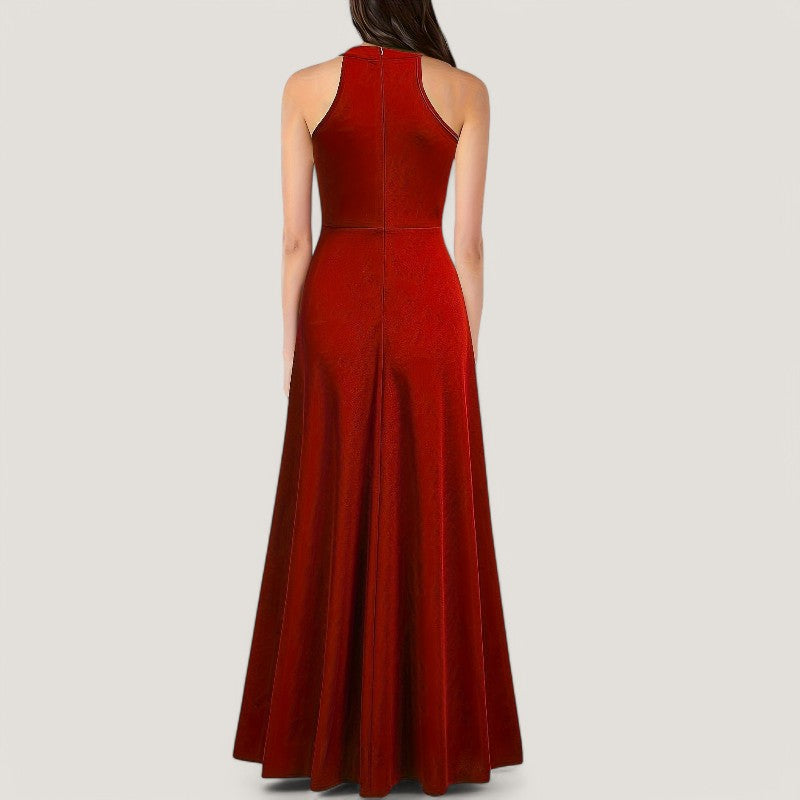 Kvinders Maxi Kjole Halterneck Polyester Uden Ærmer