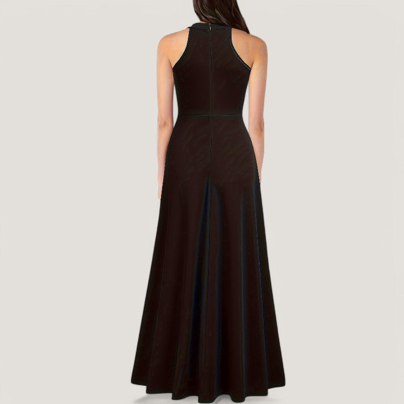 Kvinders Maxi Kjole Halterneck Polyester Uden Ærmer