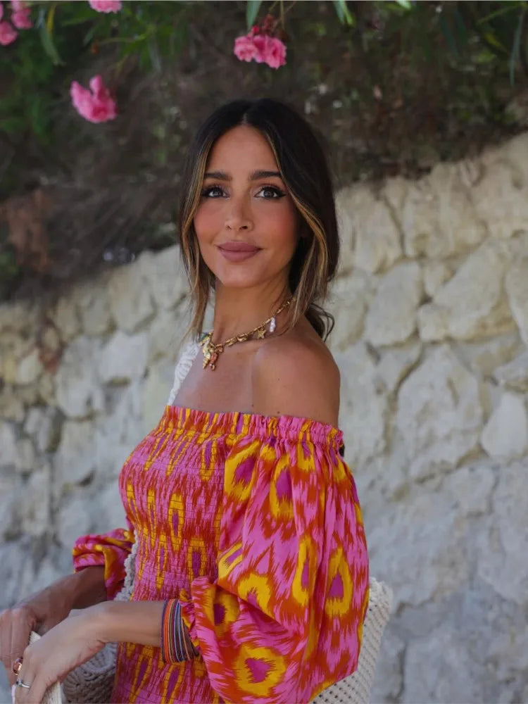 Kvinders Maxi Kjole Med Smocked Bodice Og Puffærmer