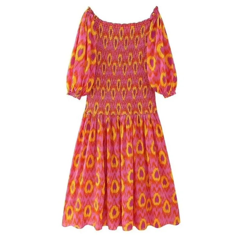 Kvinders Maxi Kjole Med Smocked Bodice Og Puffærmer
