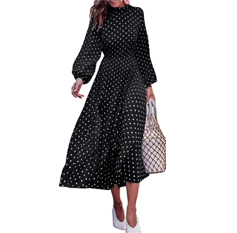 Kvinders Maxi Kjole Polka Dot Langærmet