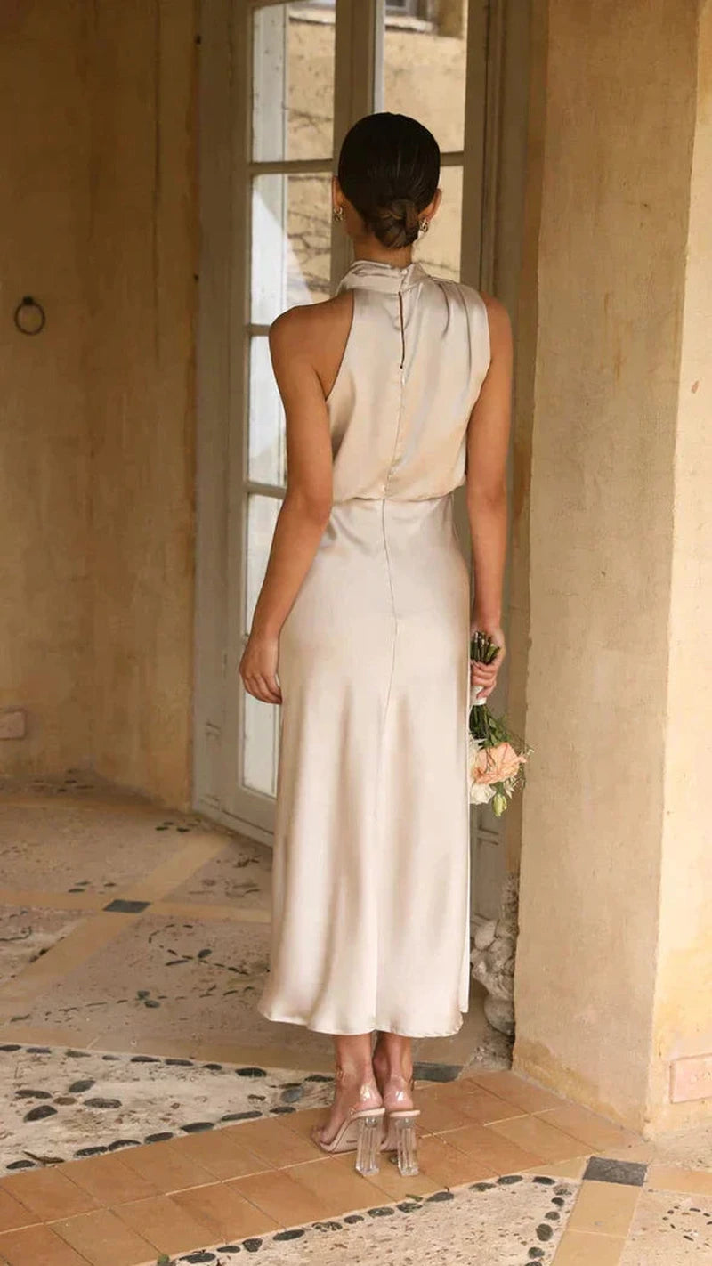 Kvinders Maxi Kjole Satin Tidløs Design