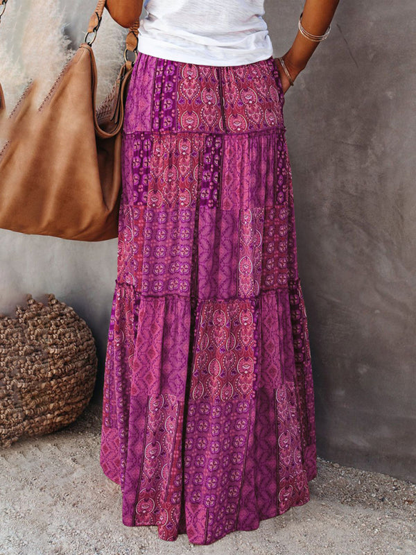 Kvinders Maxi Skirt Bohemian Høj Talje Løs