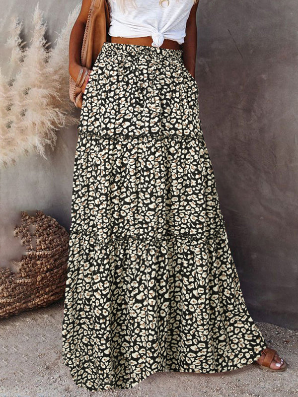 Kvinders Maxi Skirt Bohemian Høj Talje Løs
