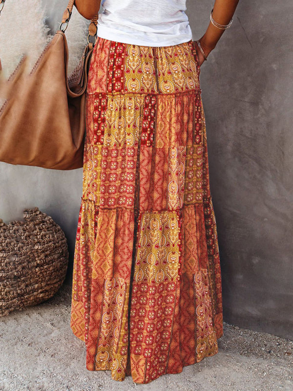 Kvinders Maxi Skirt Bohemian Høj Talje Løs