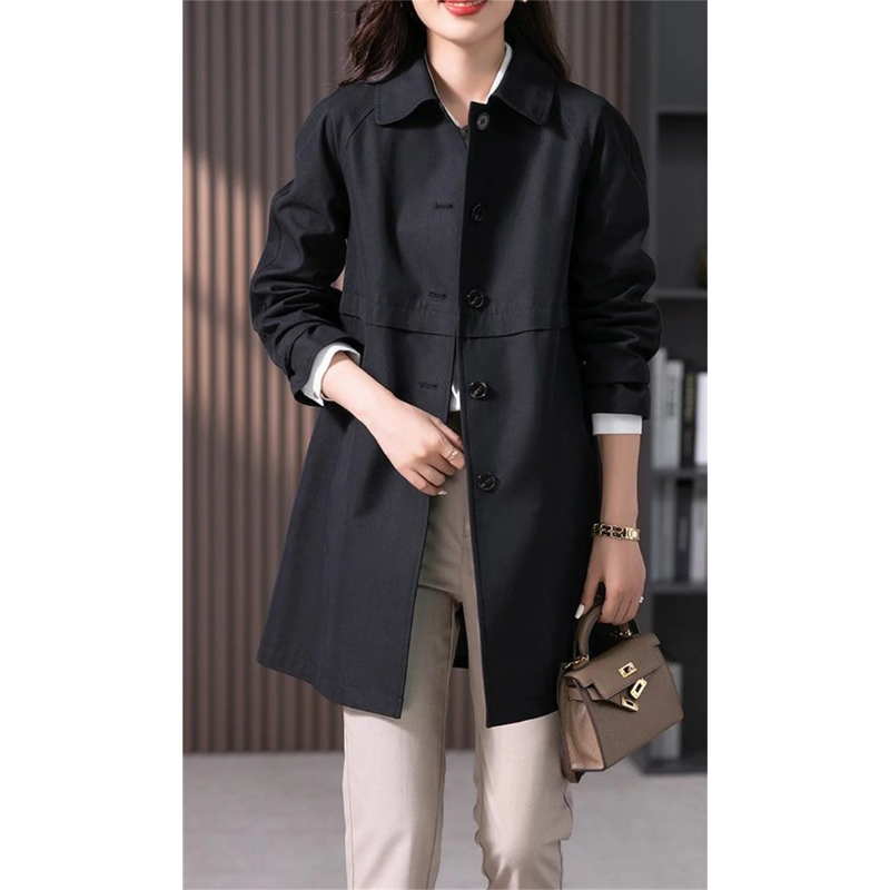 Kvinders Mellemlang Trenchcoat Klassisk Stil