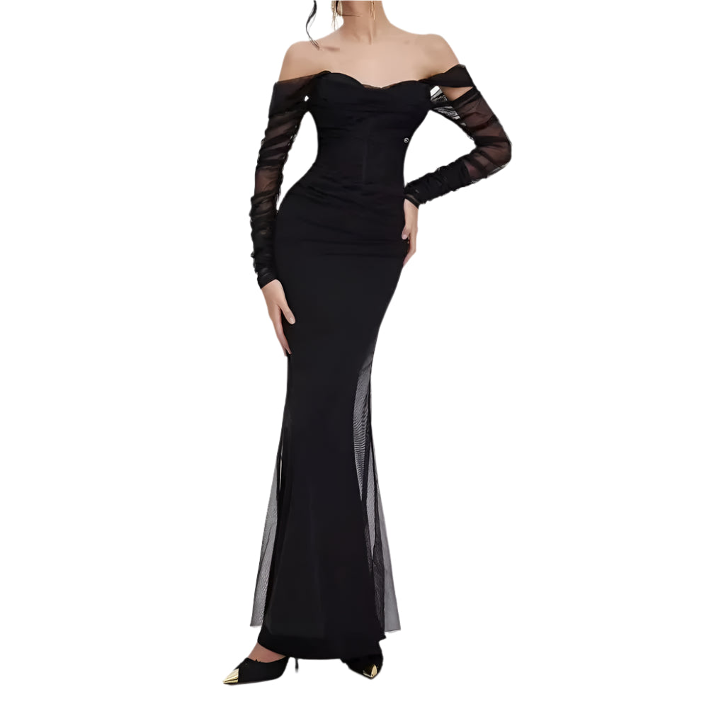 Kvinders Mermaid Kjole Off-Shoulder Mesh Elastisk