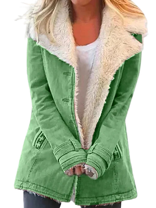 Kvinders Mid-Length Frakke med Oversized Krave