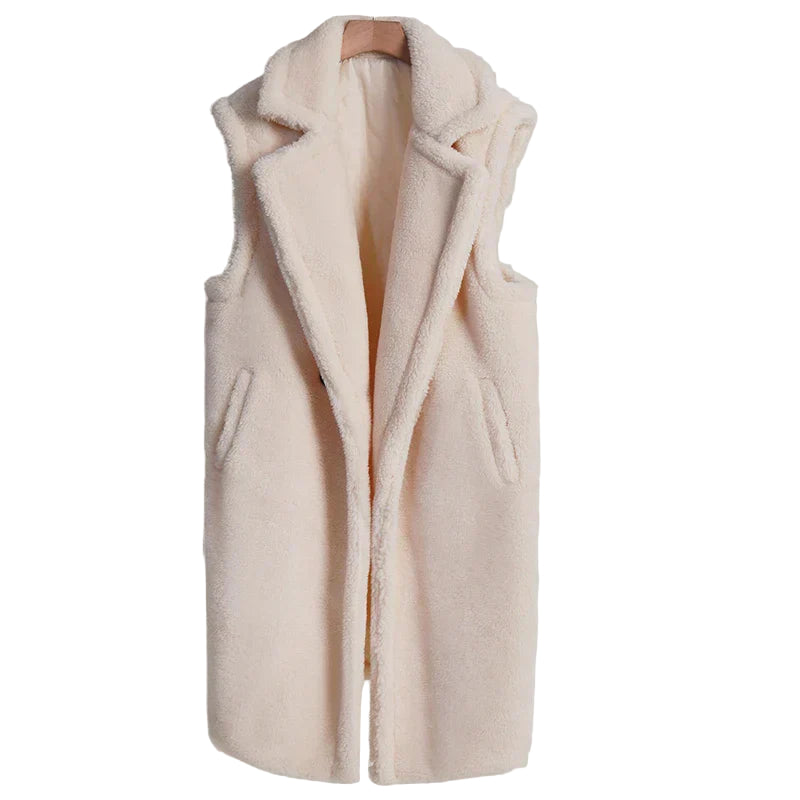 Kvinders Mid-Length Teddy Coat Oversized Pasform